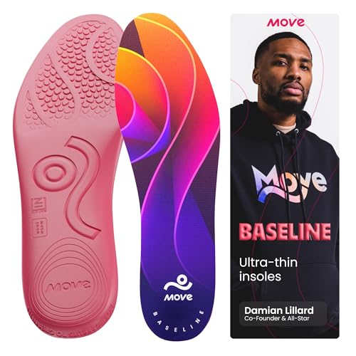 MOVE Baseline - All-Purpose Insoles - Sock Liner - Ultra Thin Shock Absorption - Maximum Freedom of Movement and Energy Return Cleats, Shoes, Running, Basketball, Baseball (M9-9.5/W10.5-11) - Image 1