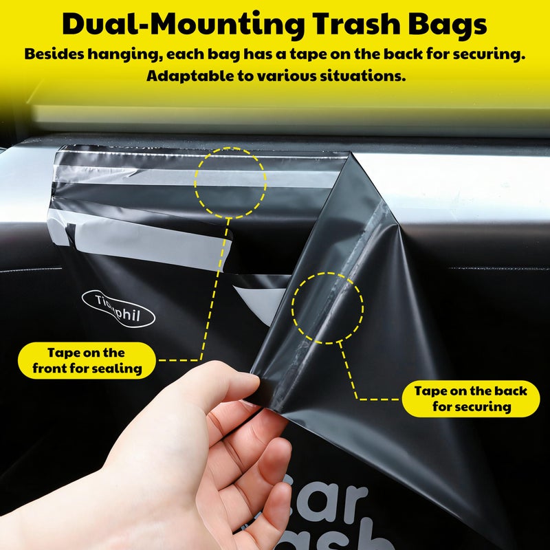 Tidyphil 50 Bags Tidyphil Hanging Car Trash Bags Disposable, Leak-proof, Odor Seal. 2 Gallon Car Garbage Bags. Alternative to Car Trash Can, Easy Stick-On Car Garbage Can for Car,SUV, Truck, Vehicle, Stroller. - Image 5