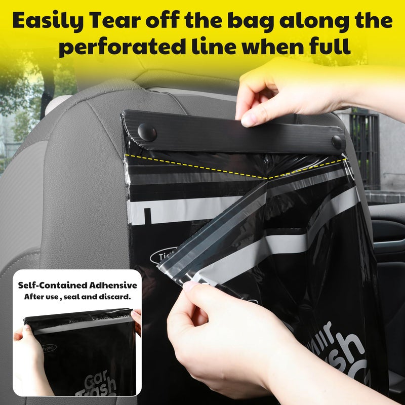 Tidyphil 50 Bags Tidyphil Hanging Car Trash Bags Disposable, Leak-proof, Odor Seal. 2 Gallon Car Garbage Bags. Alternative to Car Trash Can, Easy Stick-On Car Garbage Can for Car,SUV, Truck, Vehicle, Stroller. - Image 4