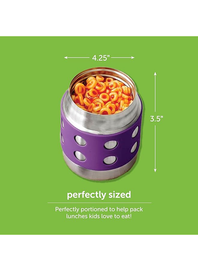 LunchBots Thermal 8 Oz Triple Insulated Food Container   Hot 6 Hours Or Cold 12 Hours   Leak Proof Thermos Soup Jar   All Stainless Interior   Navy Lid   Purple Dots - Image 3