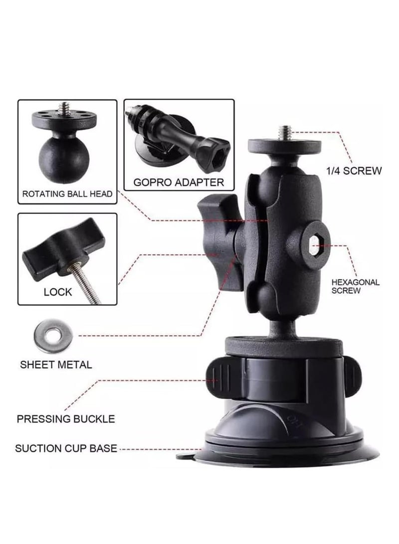 Captaintech Cup for GoPro Cameras Car Windshield Suction Mount Bracket 360 Degree Rotation Ball Head with 1/4 Thread - Image 3