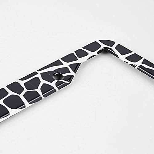 Beabes Giraffe License Plate Frame Black and White License Plate Holder African Animal Skin Pattern Car Tag Frame License Plate Cover Car Accessories 2 Holes Novelty Auto Car Tag Vanity Present - Image 3