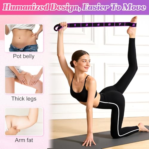 Timeno 8-Section Numbered Elastic Resistance Band | Fitness Band with Clear Markings for Yoga, Stretching, Pilates (3psc B-Purple + Blue + Rose Red) - Image 2