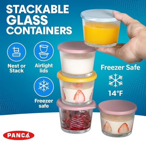 PANCA Fridge Storage Containers Leak Proof Glass Jars With Lid Kitchen Storage box glass containers for Kitchen Microwave Safe Bowl Set (4) - Image 4