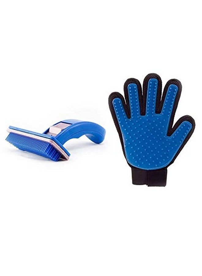 مجموعة من 2 قفاز تنظيف الحيوانات الأليفة Slicker Brush للكلاب والقطط التي تتساقط شعرها من السلالات الصغيرة والمتوسطة والكبيرة (أزرق) قفاز إزالة شعر الحيوانات الأليفة - تدليك بخمسة أصابع للكلاب والقطط ذات الفراء الطويل والقصير - Image 1