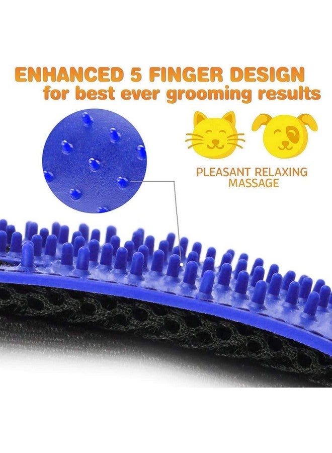 مجموعة من 2 قفاز تنظيف الحيوانات الأليفة Slicker Brush للكلاب والقطط التي تتساقط شعرها من السلالات الصغيرة والمتوسطة والكبيرة (أزرق) قفاز إزالة شعر الحيوانات الأليفة - تدليك بخمسة أصابع للكلاب والقطط ذات الفراء الطويل والقصير - Image 5