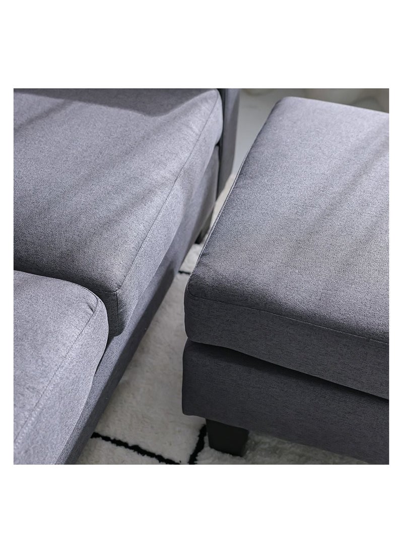 DANUBE HOME Decato Reversible Corner Fabric Sofa – Modern L-Shaped Sofa for Living Room, Apartment, Guest Room – Space-Saving Convertible Couch - Dark Grey  - Image 3