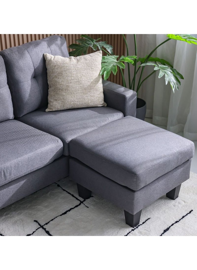 DANUBE HOME Decato Reversible Corner Fabric Sofa – Modern L-Shaped Sofa for Living Room, Apartment, Guest Room – Space-Saving Convertible Couch - Dark Grey  - Image 2
