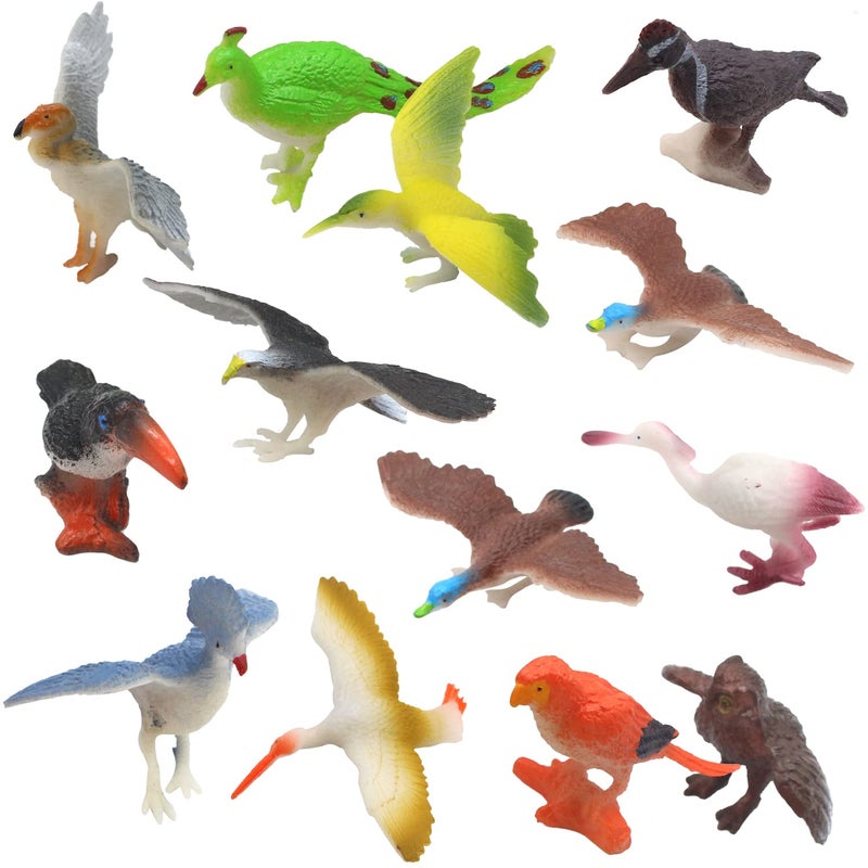 SmilerSmile Animal Assorted Mini Plastic Figures Toy Set Educational Party Cake Topper Goody Bag Filler 12pcs Bird - Image 3