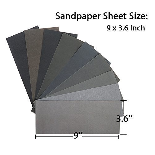 BAISDY 45Pcs Wet Dry Sandpaper, 400/600/ 800/1000/ 1200/1500/ 2000/2500/ 3000 Grit Assorted Sanding Sheets for Automotive Polishing, Metal Sanding, Wood Furniture Finishing, 9 x 3.6 Inch by BAISDY - Image 3