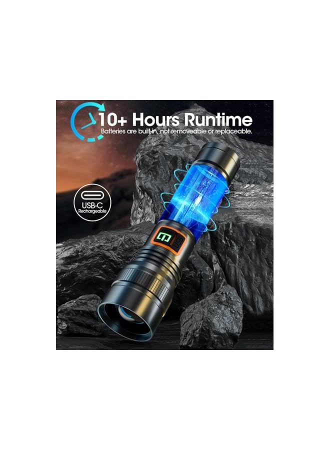 PROMASS promass Zoomable Handheld Flashlight, 10000 Lumens Tactical Flashlight, Small Long Beam Flashlight, IPX6 Waterproof Flashlight for Camping, Home, Hiking, Fishing, Emergency, USB-C Rechargeable  - Image 4