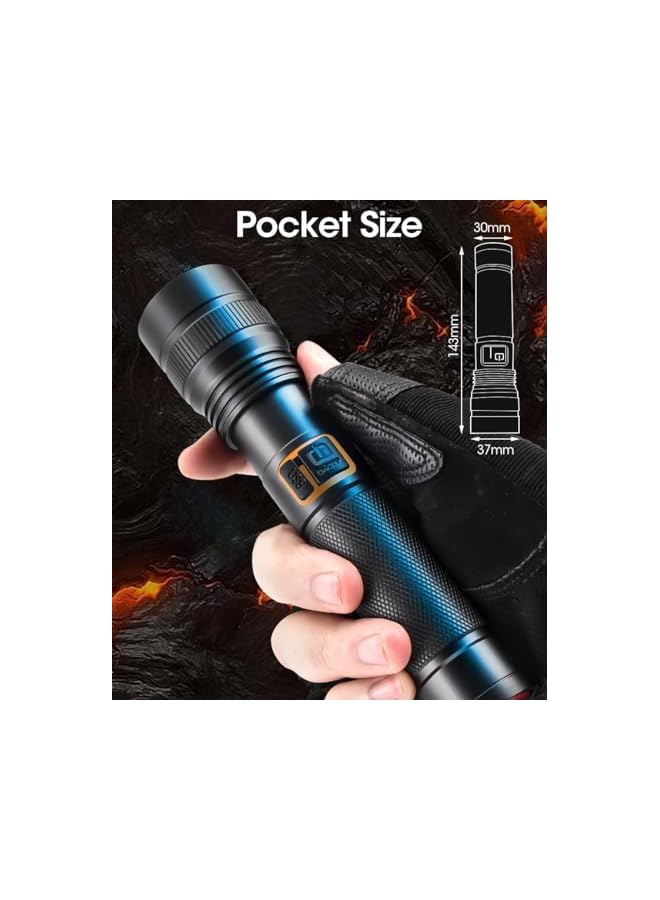 PROMASS promass Zoomable Handheld Flashlight, 10000 Lumens Tactical Flashlight, Small Long Beam Flashlight, IPX6 Waterproof Flashlight for Camping, Home, Hiking, Fishing, Emergency, USB-C Rechargeable  - Image 5