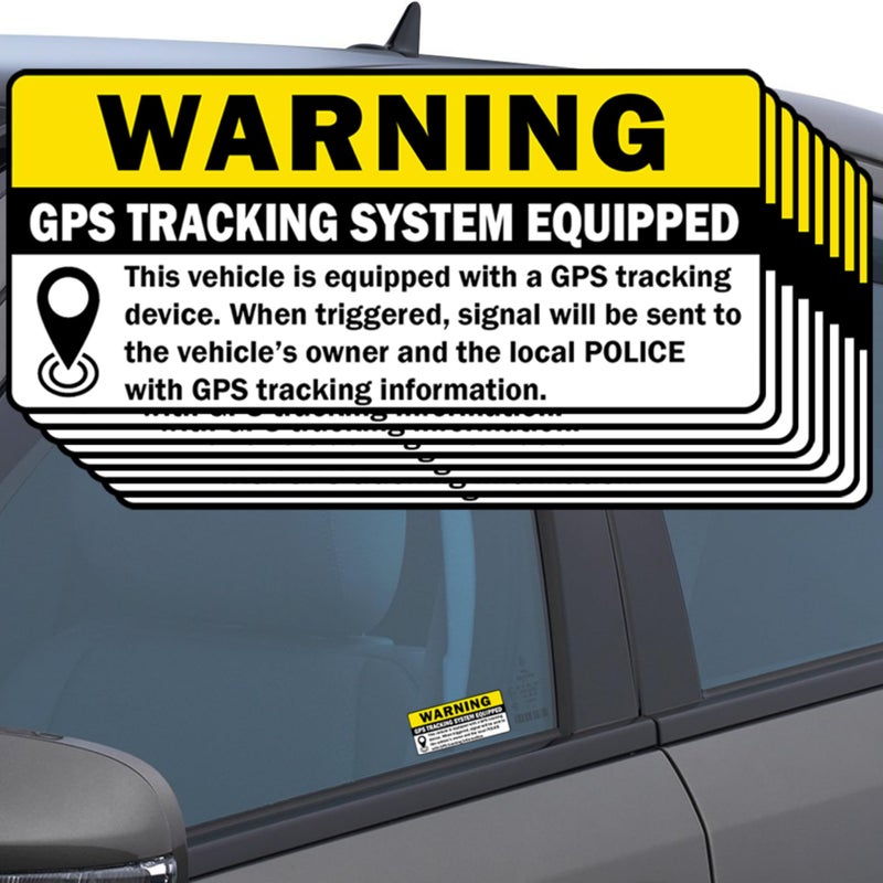 TOTOMO (Set of 8) Anti-Theft Car Vehicle Stickers with GPS Tracking Warning - 3" x 1.5" Self Adhesive Sign (4pc Front Adhesive + 4pc Back Adhesive Stickers)