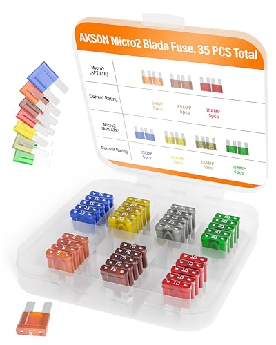 AKOSN Micro2 (Dual Blade) / APT, ATR/Car Fuse Assortment Kit, 35 Pieces, M2 Automotive Blade Fuse, 7 Current Ratings - 5A/ 7.5A/ 10A/ 15A/ 20A/ 25A/ 30A. - Image 1