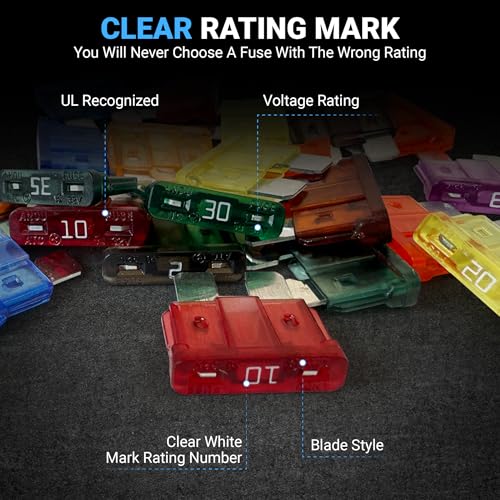 AKOSN Micro2 (Dual Blade) / APT, ATR/Car Fuse Assortment Kit, 35 Pieces, M2 Automotive Blade Fuse, 7 Current Ratings - 5A/ 7.5A/ 10A/ 15A/ 20A/ 25A/ 30A. - Image 3