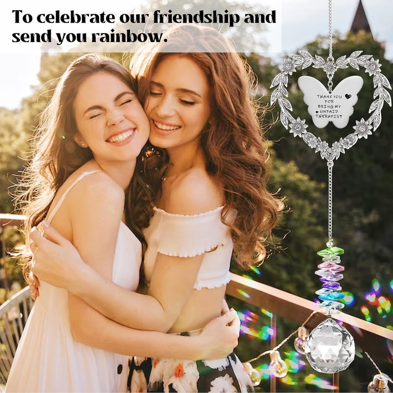 Elivida Bestie Suncatcher, Friendship Gift for Women, Best Friend Birthday Crystal Rainbow Maker, Personalized Thank You Gift for BFF, Heart-Shaped Crystal Window Hanging Ornament for Girls - Image 4
