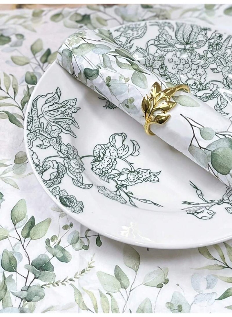 20Pcs Green Leaves Eucalyptus Paper Paper Napkins - Guest Disposable Hand Towels for Bathroom, Bridal and Baby Shower, Tea Party, Garden Party, Birthday Party - 4.3 x 7.9 In - Image 5