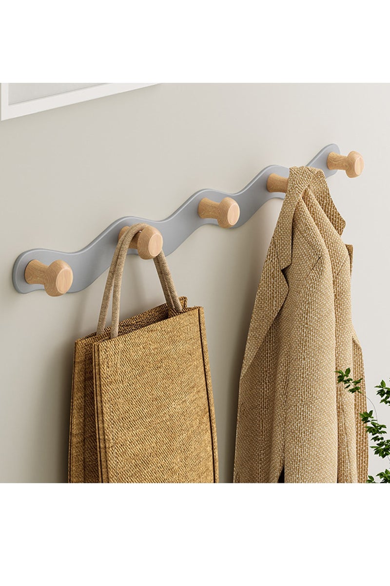 لا حفرة خشبية ذاتية اللصق موجة قماش خطاف غرفة النوم المعيشة مدخل الجدار معلقة قبعة مفتاح تخزين رف خلف الباب - Image 1