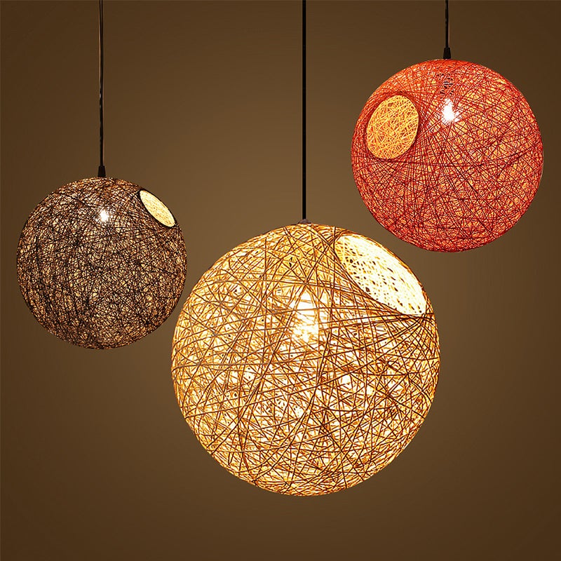 1pc Rattan Art Cover Restaurant Ceiling Light Cover (Without Bulb) - Image 1