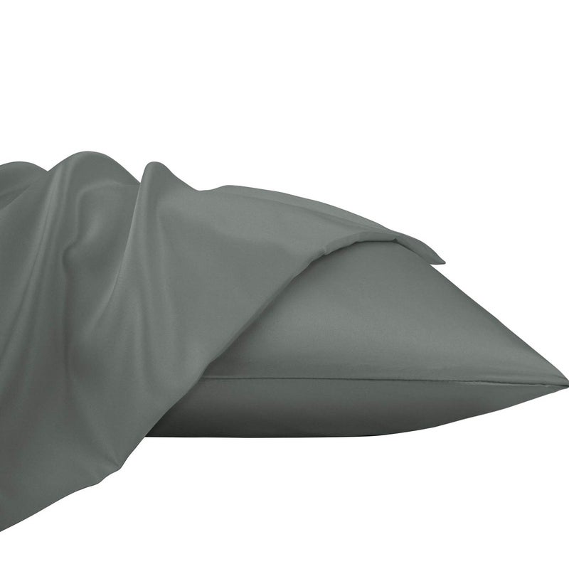 NTBAY Zippered Satin Pillow Cases for Hair and Skin, Luxury King Hidden Zipper Pillowcases Set of 2, 20x36 Inches, Dark Grey - Image 4