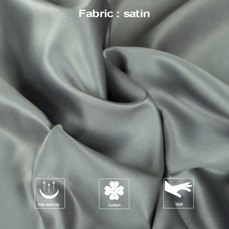 NTBAY Zippered Satin Pillow Cases for Hair and Skin, Luxury King Hidden Zipper Pillowcases Set of 2, 20x36 Inches, Dark Grey - Image 2