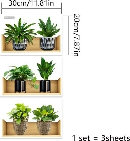 Safestore Shelf Plant Design Adhesive Sticker 20*30 cm 3pcs