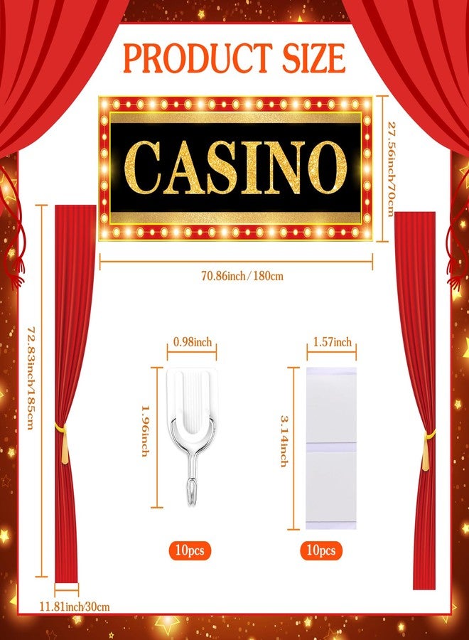 Mindsoft مجموعة زينة حفلات بطابع الكازينو من Mindsoft، تتضمن 3 قطع: لافتة LED مع ستارة حمراء مضيئة، وخلفية ترحيبية لحفلات الكازينو، مناسبة لألعاب لاس فيغاس، وحفلات التصوير، وحفلات الاستقبال. - Image 3