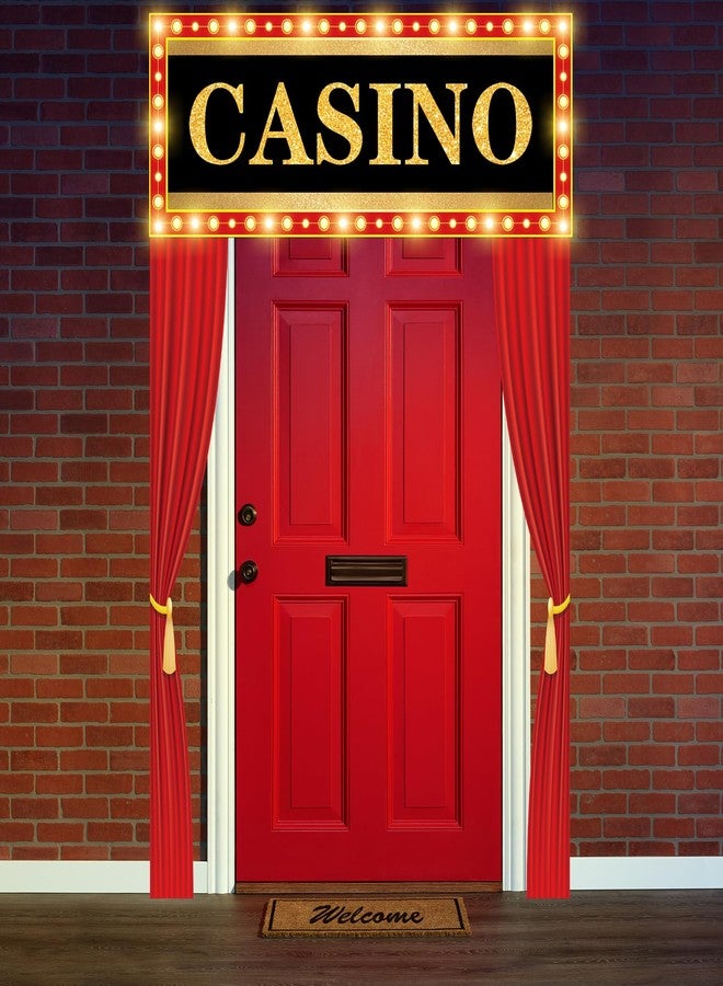 Mindsoft مجموعة زينة حفلات بطابع الكازينو من Mindsoft، تتضمن 3 قطع: لافتة LED مع ستارة حمراء مضيئة، وخلفية ترحيبية لحفلات الكازينو، مناسبة لألعاب لاس فيغاس، وحفلات التصوير، وحفلات الاستقبال. - Image 1