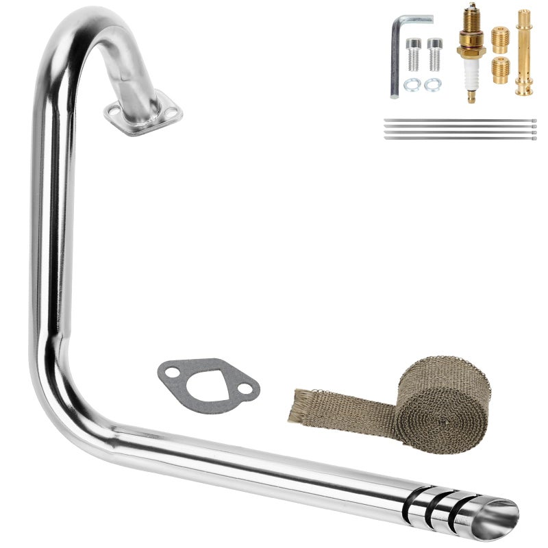 CILOYU 212cc Mini Bike Left Long Exhaust Pipe Compatible with Coleman CT200U CT200U-EX Predator 196cc GX160 GX200 Engine BT200X KT196 Baja MB200 MB165 Axis M200 200cc Minibike Go Kart Parts - Image 1
