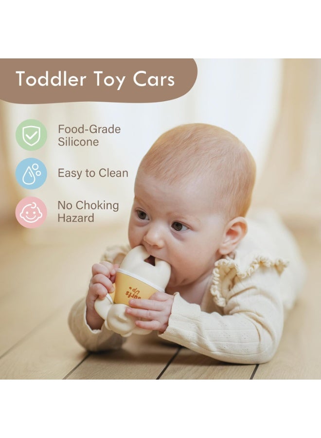 Moonkie Food Grade Silicone Toy Cars for Toddlers 1-3, Push and Go Baby Car Toys 6-12 Months+, One-Piece Design Infant Toys, Birthday Gifts for 1 Year Old Boy Girl, Easy to Clean & Grasp, 5 Pack - Image 4