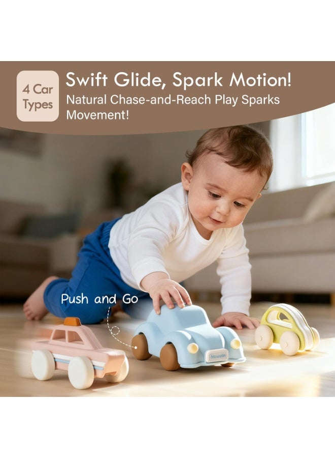 Moonkie Food Grade Silicone Toy Cars for Toddlers 1-3, Push and Go Baby Car Toys 6-12 Months+, One-Piece Design Infant Toys, Birthday Gifts for 1 Year Old Boy Girl, Easy to Clean & Grasp, 5 Pack - Image 2