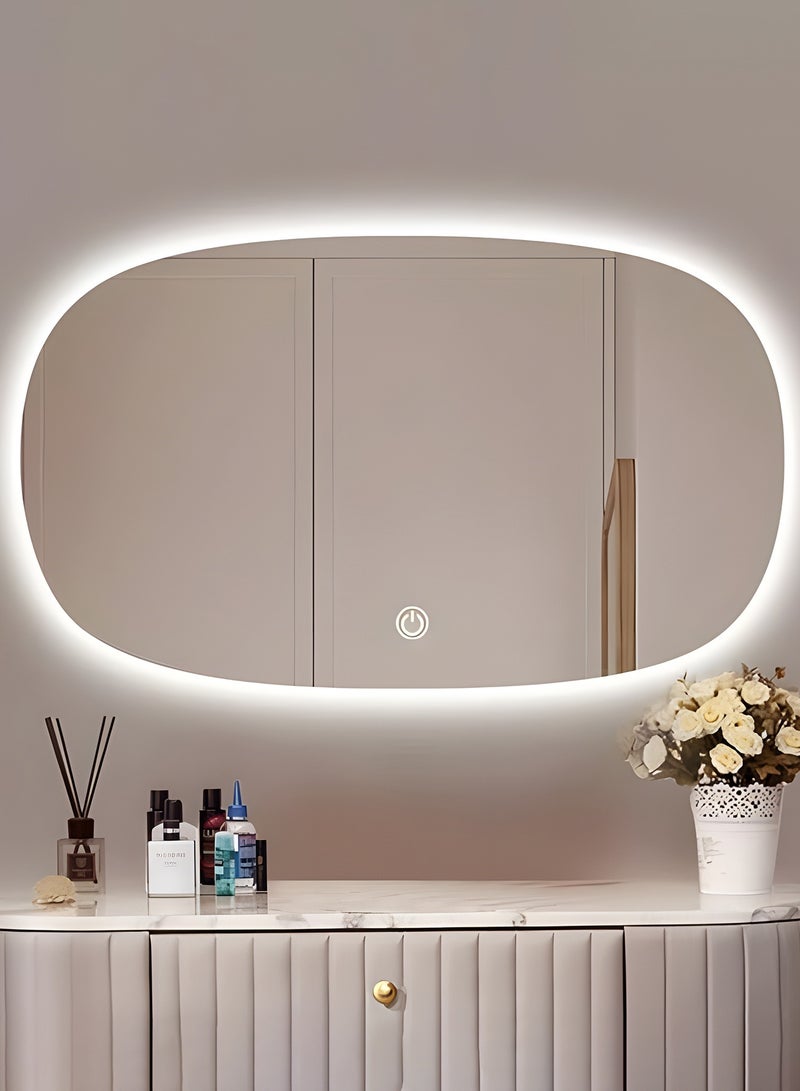 تايمي مرآة  انيقه 60x40سم - مرآة جميله بثلاث مستويات اضاءه - تصميمها الرائع يناسب غرفة المعيشة وغرف اللبس وغرف النوم والحمام - Image 1