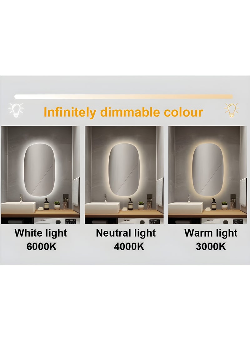 Taimi Elegant mirror 60x40cm - Beautiful mirror with three lighting levels - Its wonderful design is suitable for the living room, dressing room, bedroom and bathroom - Image 5