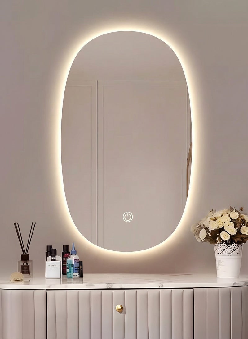 Taimi Elegant mirror 60x40cm - Beautiful mirror with three lighting levels - Its wonderful design is suitable for the living room, dressing room, bedroom and bathroom - Image 1
