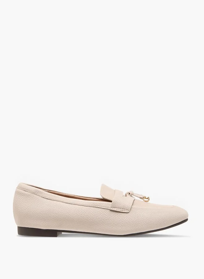 Women's Solid Slip-On Loafers with Charm Detail