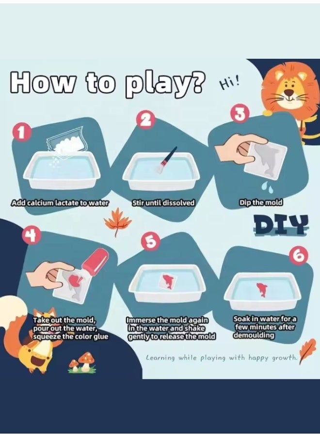 أوتدور.ماركت مجموعة صناعة ألعاب الماء السحرية 13 قطعة – طقم تشكيل حيوانات مائية هلامية للأطفال، لعب إبداعي وتعليمي، نشاط حسي لتنمية مهارات الطفل مع قوالب ومساحيق وأدوات – مناسب للأطفال 3 سنوات فأكثر - Image 2