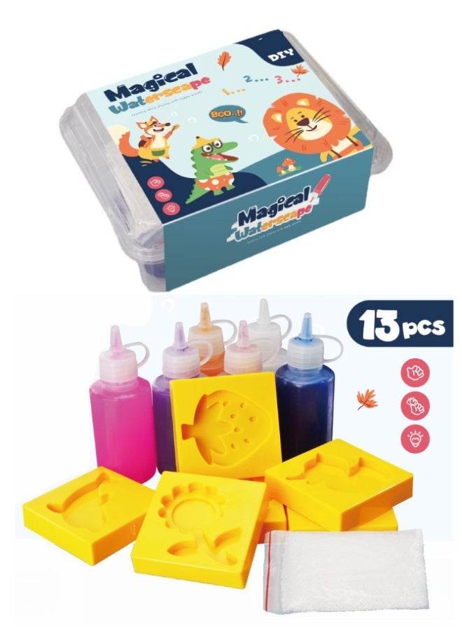 أوتدور.ماركت مجموعة صناعة ألعاب الماء السحرية 13 قطعة – طقم تشكيل حيوانات مائية هلامية للأطفال، لعب إبداعي وتعليمي، نشاط حسي لتنمية مهارات الطفل مع قوالب ومساحيق وأدوات – مناسب للأطفال 3 سنوات فأكثر - Image 3