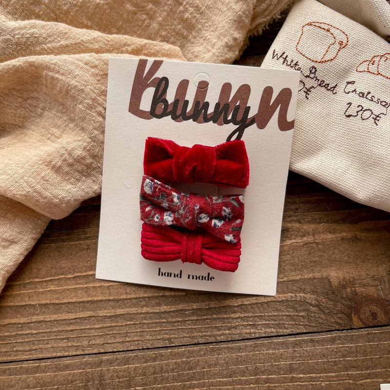 Red Simple Toddler Girls Hair Accessories Bow tie 【pack of three】