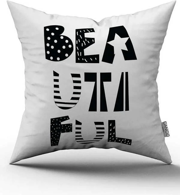 Cango Home Double Sided White Black Beautiful Written Modern Digital Print Throw Pillow Case - CGH393-CT