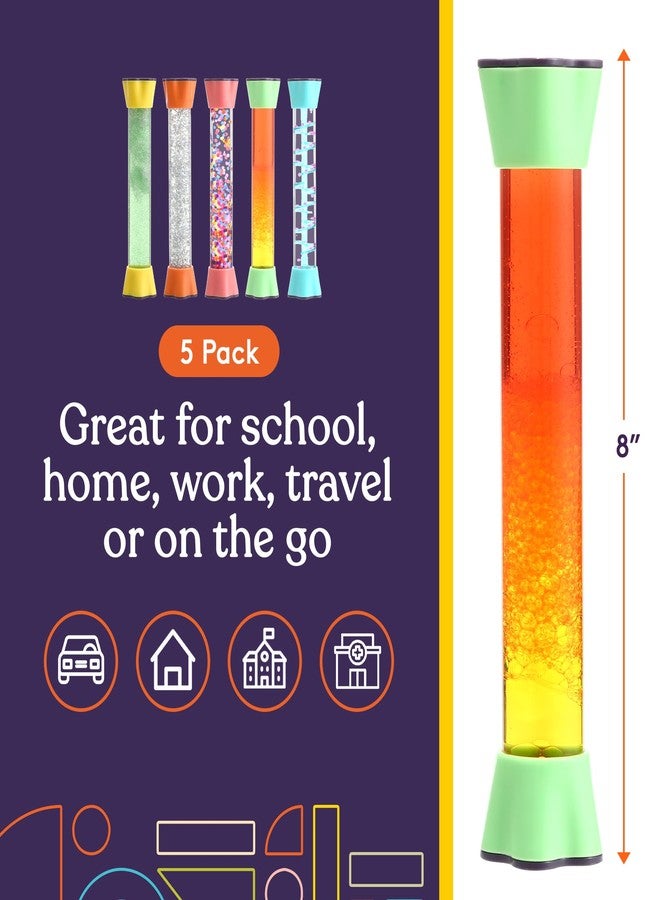 Special Supplies لعبة فقاعات الحركة السائلة الخاصة - أنابيب رائعة 5-pack مؤقت ساعة رملية ملونة مع حركة قطرات، غرفة النوم، اللعب الحسي للمنزل أو المدرسة (النمط 2) - Image 2