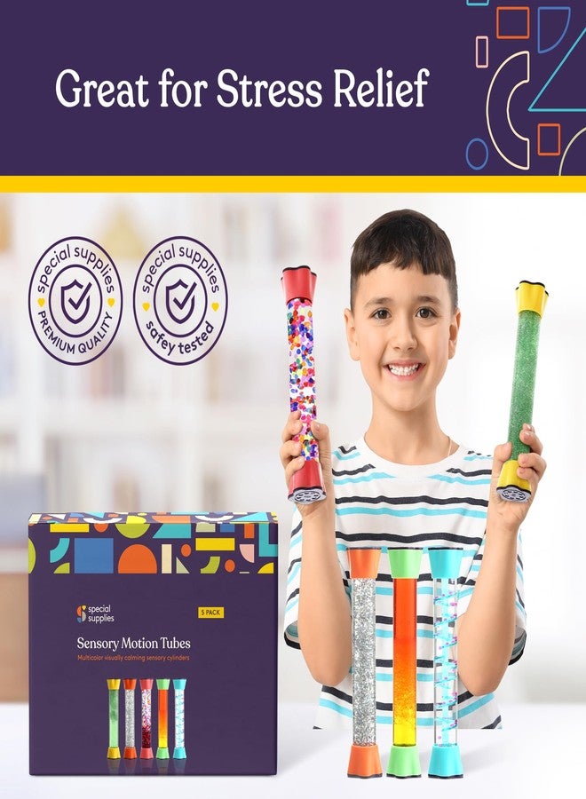 Special Supplies لعبة فقاعات الحركة السائلة الخاصة - أنابيب رائعة 5-pack مؤقت ساعة رملية ملونة مع حركة قطرات، غرفة النوم، اللعب الحسي للمنزل أو المدرسة (النمط 2) - Image 5