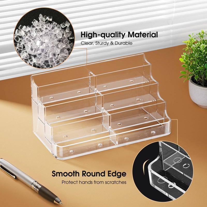 MaxGear Acrylic Business Card Holder for Desk Multiple Business Card Holders, Premium Cards Stand for Workspace, Clear Plastic Display Holder with 4 Tier for Office, 8 Pocket, 400 Cards Capacity - Image 4