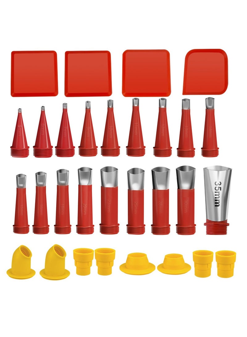 Excefore Caulking Finisher Kit, 30Pcs  Caulking Nozzle Tips Set, Reusable Caulking Nozzle Coating Include 18 Caulking Nozzle Applicators, with 8 Connector Caulking Guns and 4 Grout Scraper - Image 1