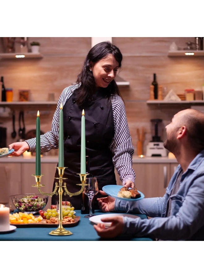 يُسلِّم شموع مدببة 10 بوصة خضراء مجموعة من 12 شمعة غير معطرة، لا تقطر، لا تدخن، طويلة، مدببة، شمعدانات، زفاف، ديكور منزلي، عشاء، سلسلة ألوان طبيعية - Image 5