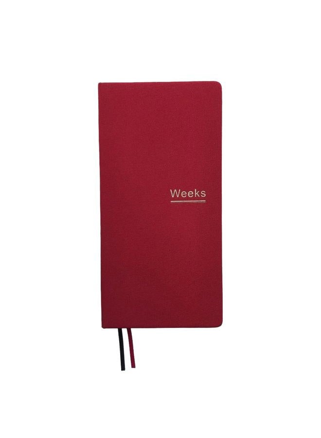 receip Undated Weekly Planner Notebook Pocket Organizer Appointment Book Journal Notebook A6 Week Plan Notepad (Red) - Image 1