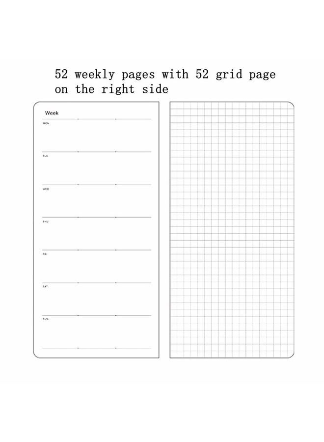 receip Undated Weekly Planner Notebook Pocket Organizer Appointment Book Journal Notebook A6 Week Plan Notepad (Red) - Image 5