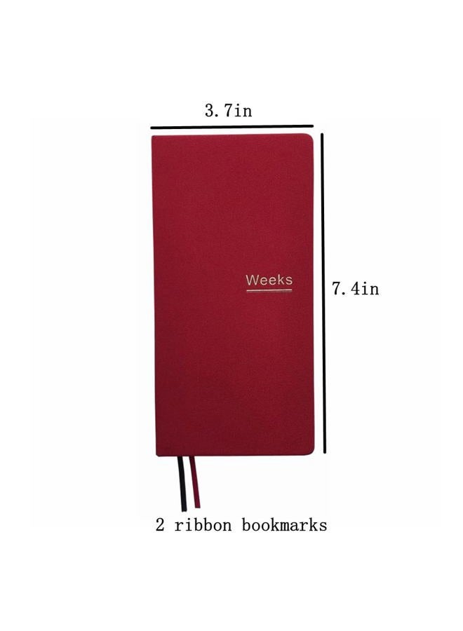 receip Undated Weekly Planner Notebook Pocket Organizer Appointment Book Journal Notebook A6 Week Plan Notepad (Red) - Image 2