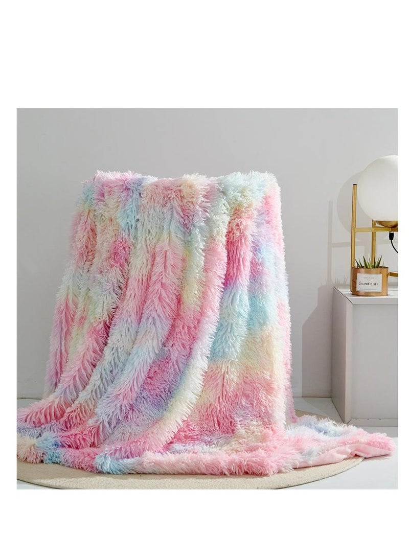 BAIG Soft Long Plush Bed Cover Polyester Single Size Blanket Soft Faux Fur Bedspread Blankets Sofa Bedding Hotel Travel Warm Bedding Blanket -160*130CM - Image 1