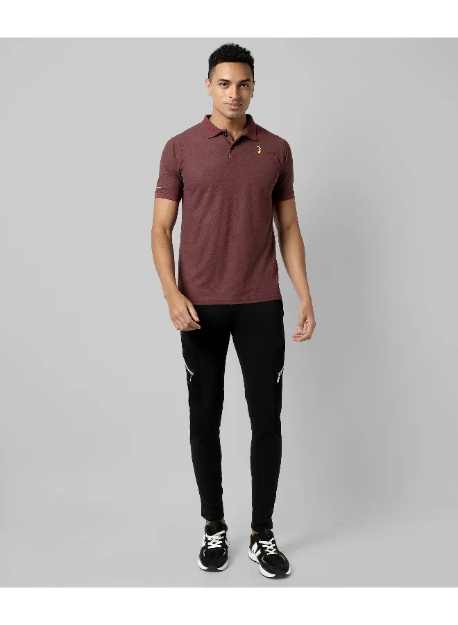 Campus Sutra Men's Solid Maroon Regular Fit Activewear T-Shirt