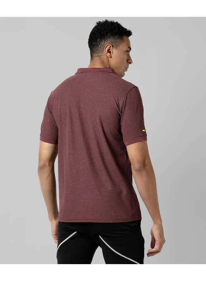 Campus Sutra Men's Solid Maroon Regular Fit Activewear T-Shirt